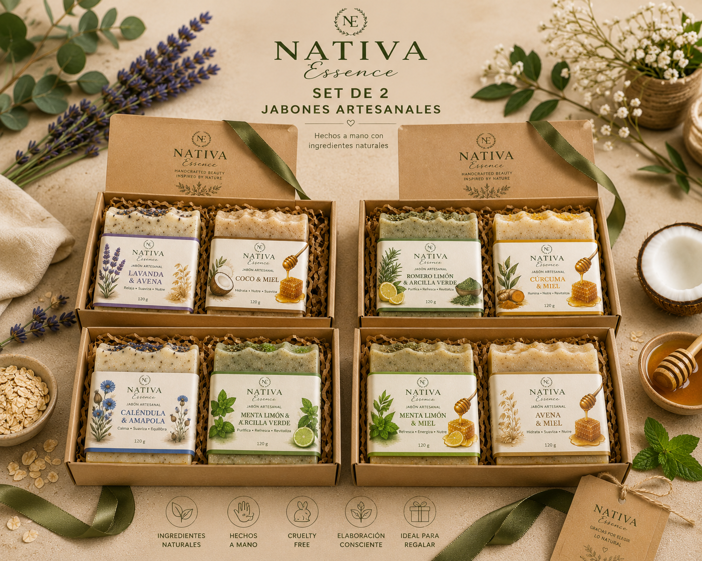 🎁 Nativa Essence™ Set de 2 Jabones Artesanales